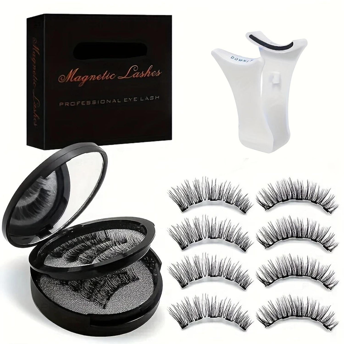 8 Pairs Magnetic Lash Kit with Applicator Clips — 3D Double Magnetic False Eyelashes Set, Waterproof No Glue Reusable Natural Look Lashes for Women Daily Wear & Special Occasions