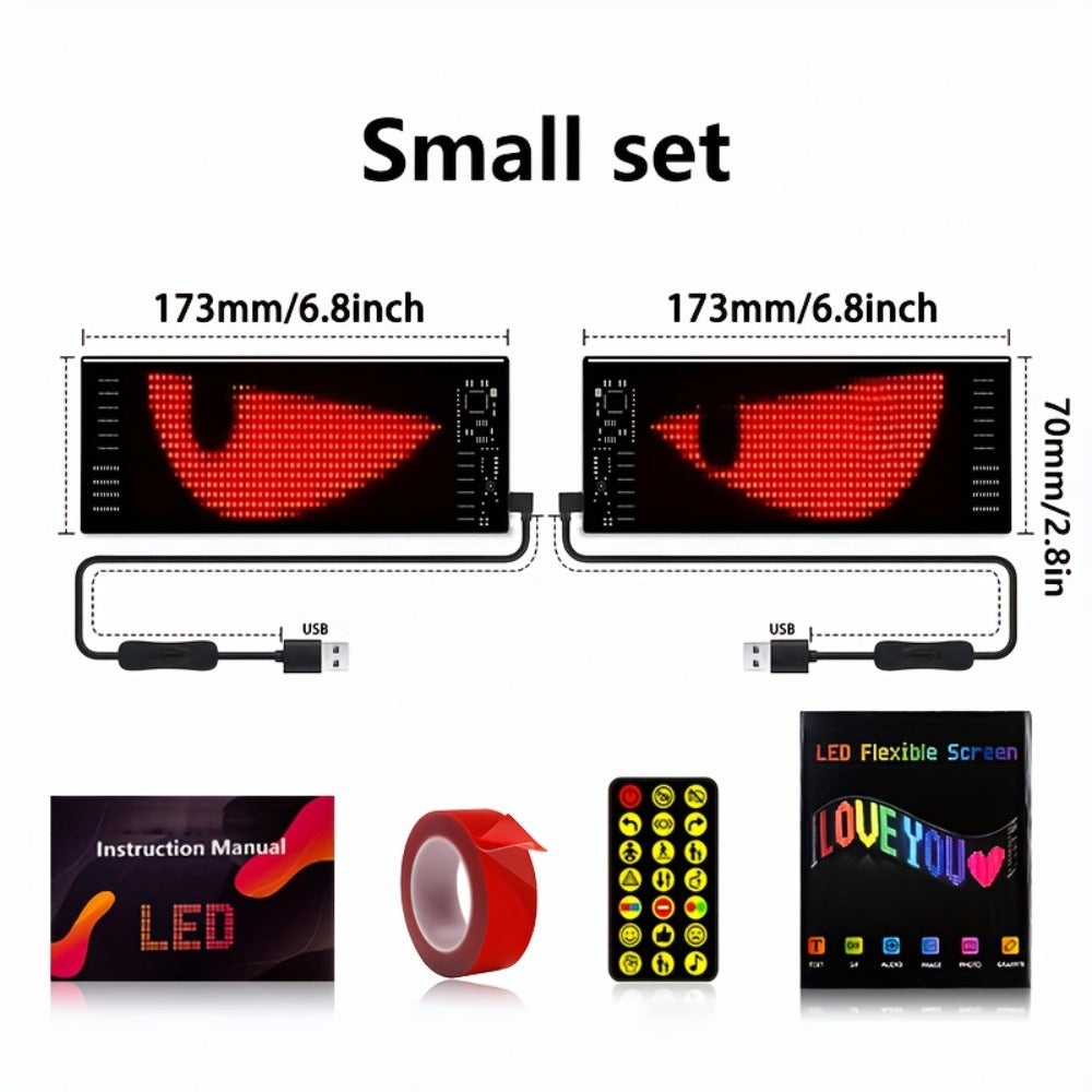 Programmable LED Demon Eyes Sign 2 Pack App Controlled - Synchronized Flashing, Scrolling Text Display, USB Powered for Car, Party, Store Signage, Concert & Gaming Setup (Medium / Large)