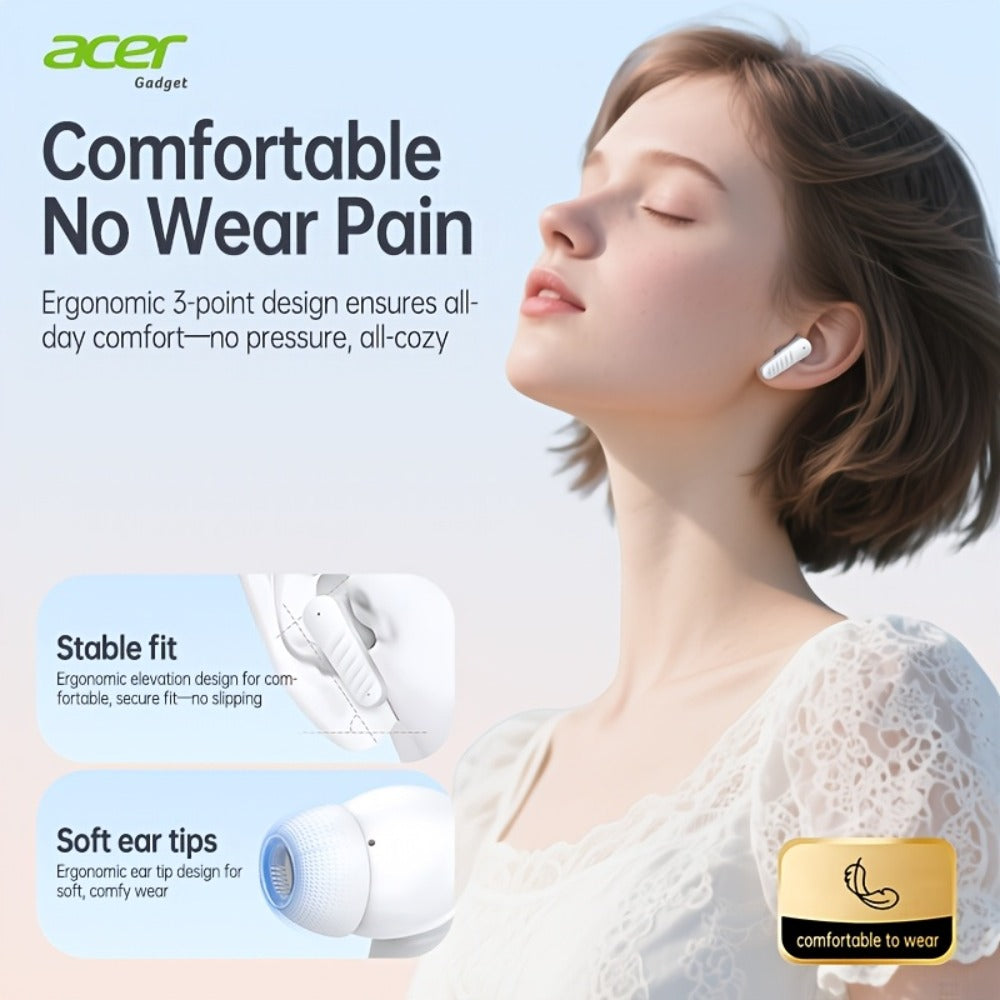 ENC Wireless Earbuds Mini Lightweight In-Ear Bluetooth Earphones Smart Noise Reduction Long Battery Life Touch Control for Sports Running Cycling Work Commute Phone PC Tablet Gift for Men Women