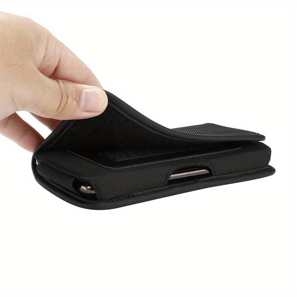 Nylon Phone Belt Clip Holster Pouch with Card Slot & Carabiner Hook - Horizontal Universal Cell Phone Carrying Case for iPhone 16 15 14 13 12 11 Pro Max, Samsung Galaxy S25 S24 S23 S22 Ultra A55 A35 A15 Note 20 & More