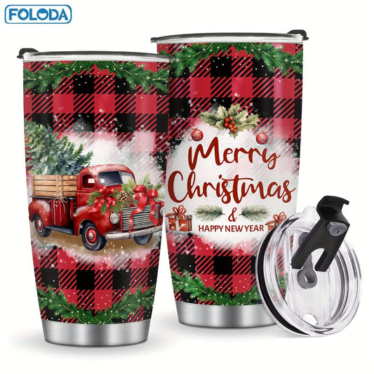 Christmas Insulated Tumbler, 20 oz Stainless Steel with Lid and Straw, 7 Designs