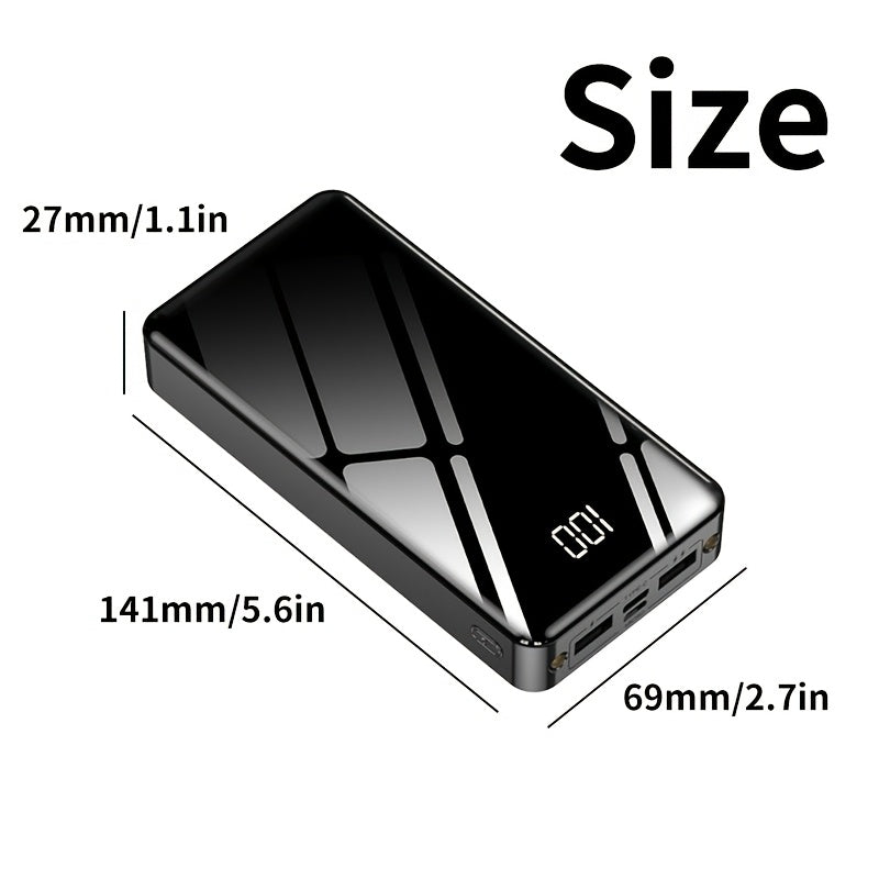 4-Port 100000mAh High Capacity Power Bank 30000mAh 50000mAh 80000mAh, Type-C Fast Charging LED Display Outdoor Emergency Backup Battery Pack for iPhone Android Samsung Tablets – Black Red Available