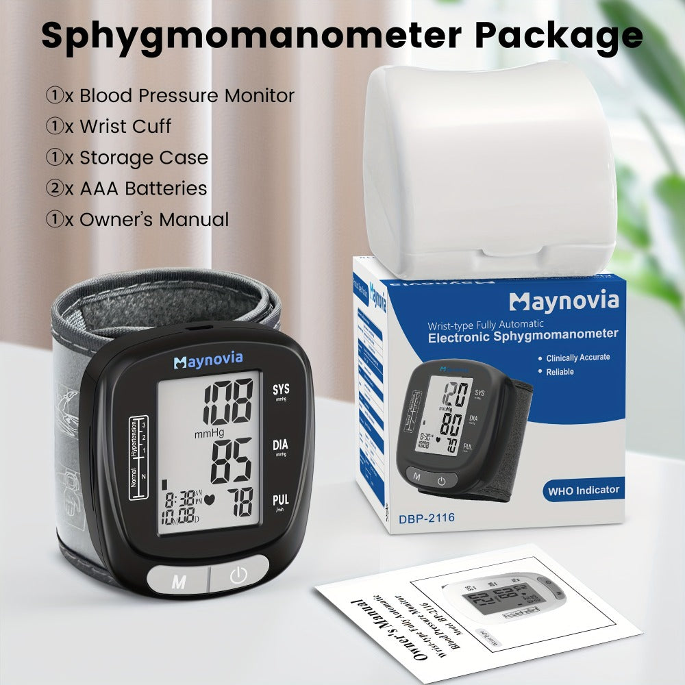 Blood Pressure Monitor Wrist Cuff with Oximeter Fingertip – Digital BP Machine Home Use, 120 Memory, Portable Case & Battery Included, Fully Automatic Hypertension Tracker