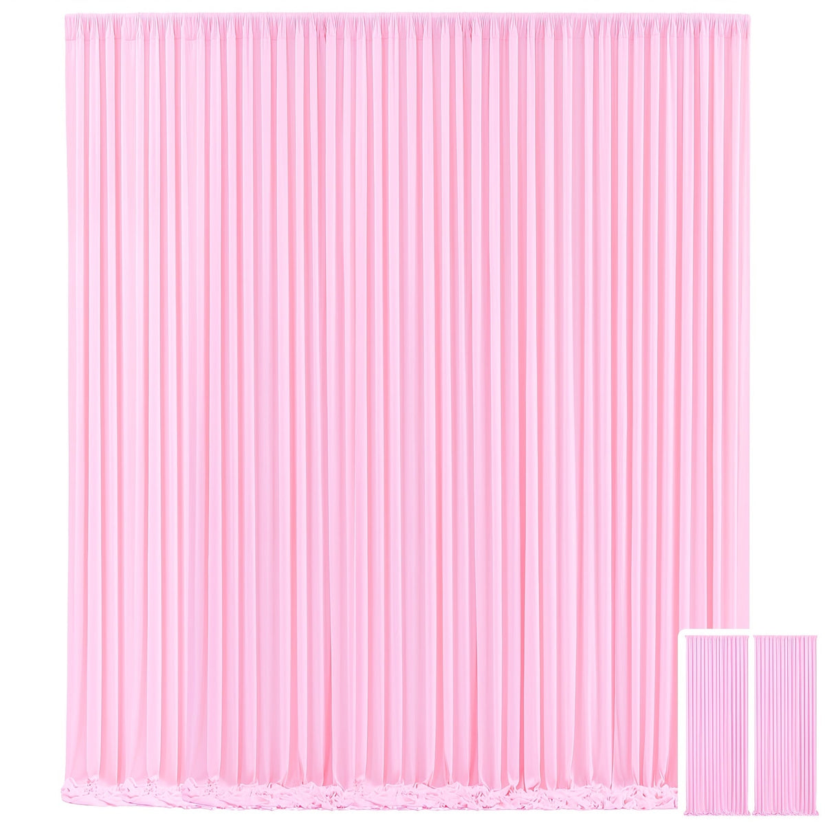 Party Backdrop Curtains 2pcs 7.2x10FT Non-Transparent Wrinkle-Free with Poles for Wedding Birthday Bridal Shower Christening Graduation Prom Holiday Photo Booth Decoration