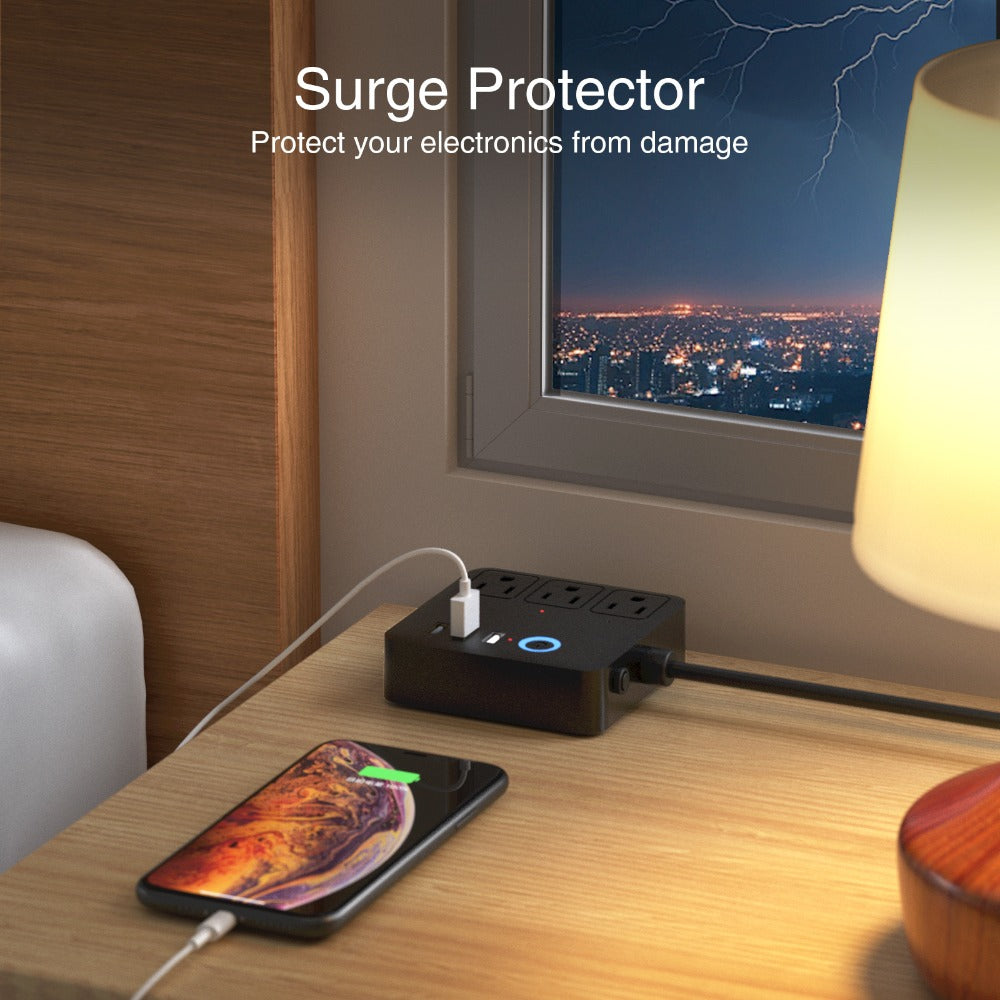 Smart Power Strip WiFi with 3 Individually Controlled Outlets & 3 USB Ports – GHome Surge Protector, Works with Alexa & Google Home, Tuya App, Timer, No Hub, 4ft Cord, 2.4GHz, US Plug (White)