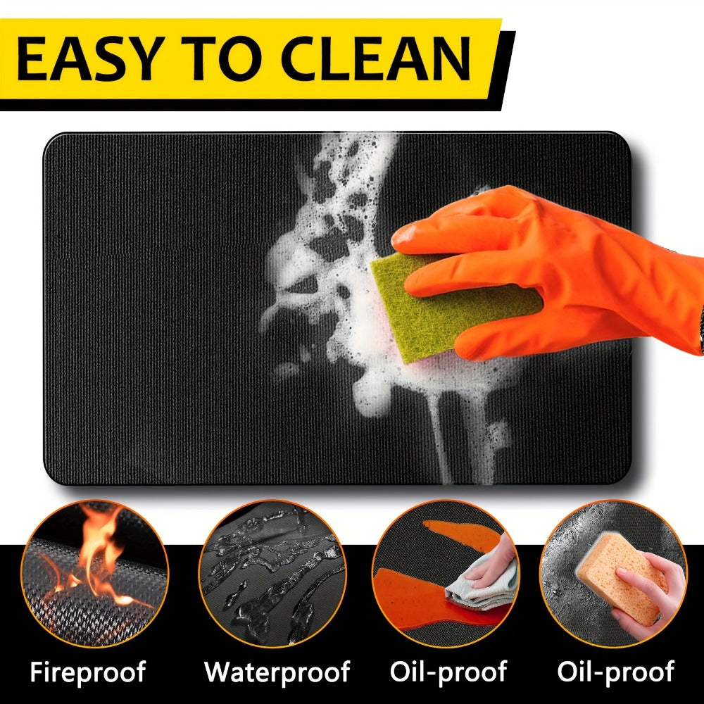 Grill Mat Fire Resistant BBQ Pad – Oversized Under Grill Mat 2000°F Heat Resistant, Waterproof Oil-Resistant Deck Protector for Outdoor Grilling, Fireplace & Fire Pit – 60x48, 72x39, 76x51 Inches