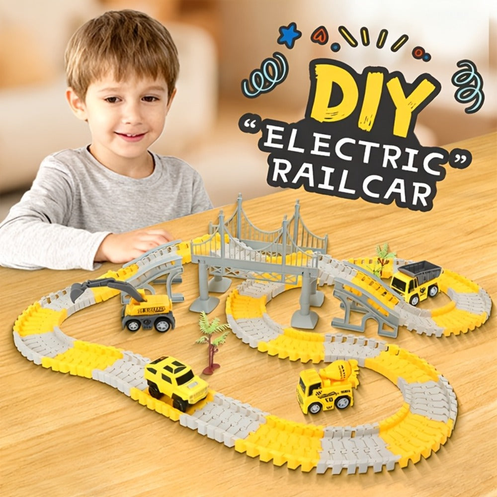 Roller Coaster Track Set, 467 Pieces with Electric Race Car, DIY Build-Your-Own Track Toy Ages 3-8