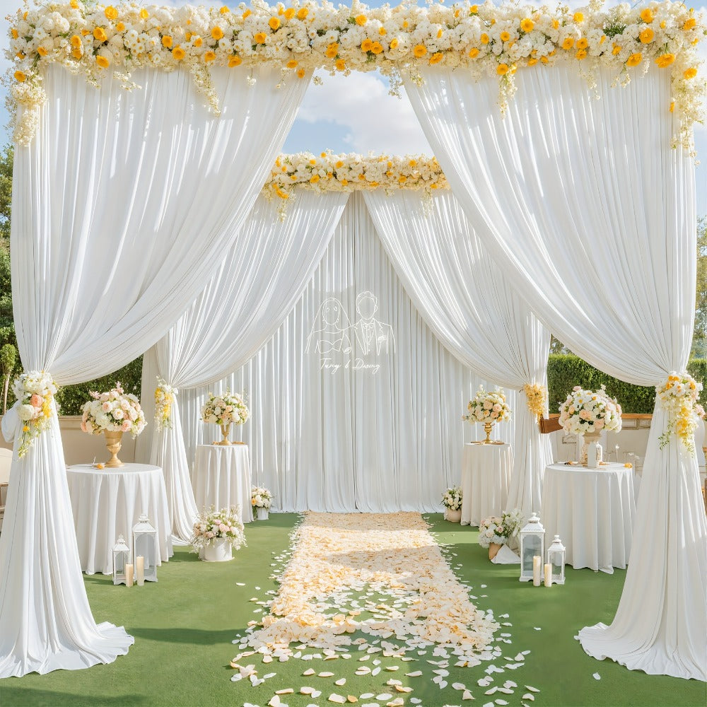10x10Ft Polyester Photography Backdrop 2-Pack – Photo Booth Background Curtain for Party, Birthday, Wedding, Holiday, Stage & Exhibition Decoration, Wrinkle-Free, Machine Washable, Easy Pole Install
