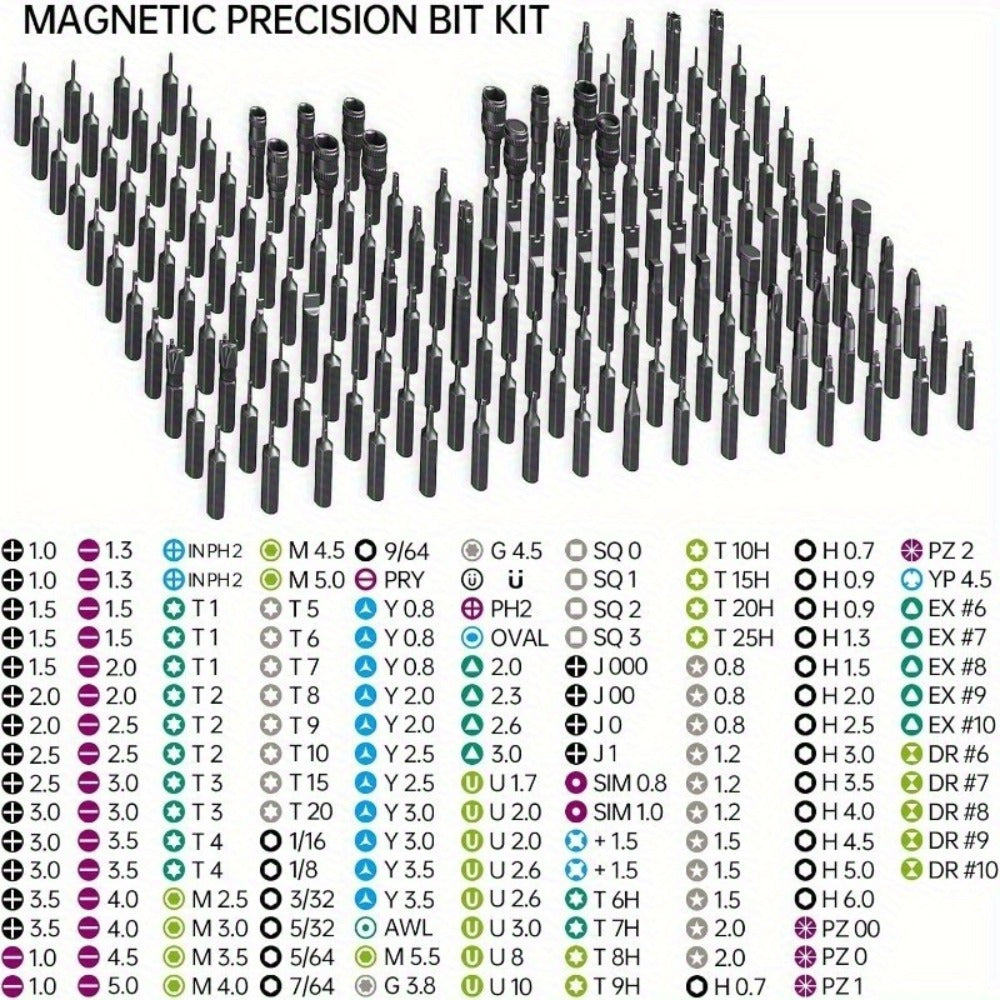 180-in-1 Precision Screwdriver Set – Magnetic Professional Repair Kit for Laptop, Phone, Camera, Tablet, Game Console & Glasses, Angular Container Case Design