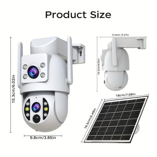 Solar PTZ Security Camera RS3 with Dual Lenses, 1296p Video & Built-In Display