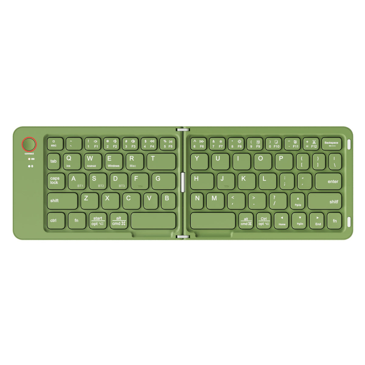 Folding Wireless Keyboard KLZO B023 Dual-Fold Magnetic – Slim Portable Bluetooth Keyboard, Ultra-Long Battery Life, Multi-Device Compatible for iPhone, iPad, Android, Windows, Mac | White, Green, Black