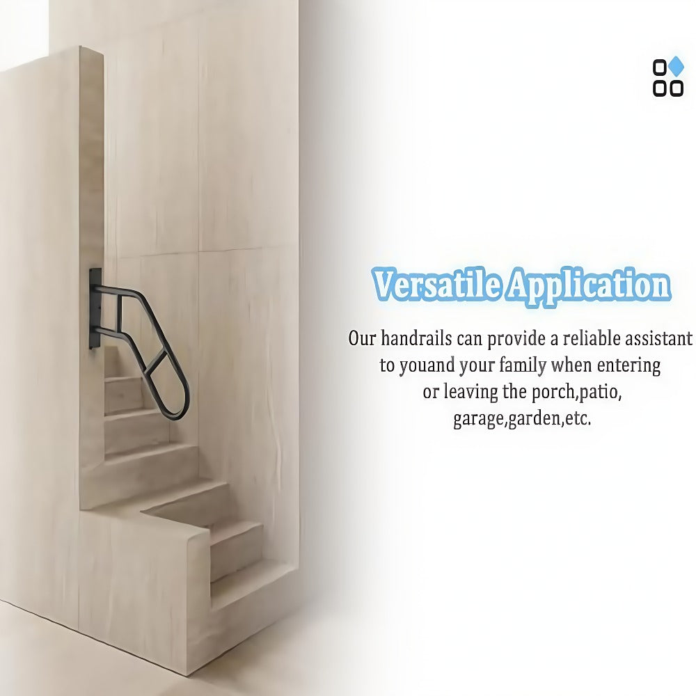 Stair Handrail Outdoor Anti-Slip Wall Mounted for 1-3 Steps – U-Shaped Carbon Steel Grab Bar, 600 lb Capacity, Rust-Resistant, for Porch, Garden, Bathroom – Safe for Elderly, Kids, Disabled & Pregnant