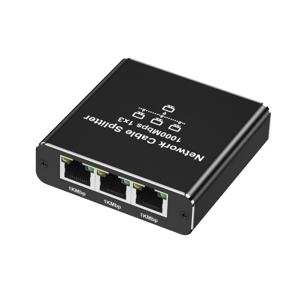 Gigabit Ethernet Splitter 1 to 3 – 1000Mbps PoE Network Splitter, 1 In 3 Out RJ45 Adapter for PC, Laptop, Router, TV, Starlink | Cat5/5e/6/7/8 Compatible, USB Powered, No Config Needed