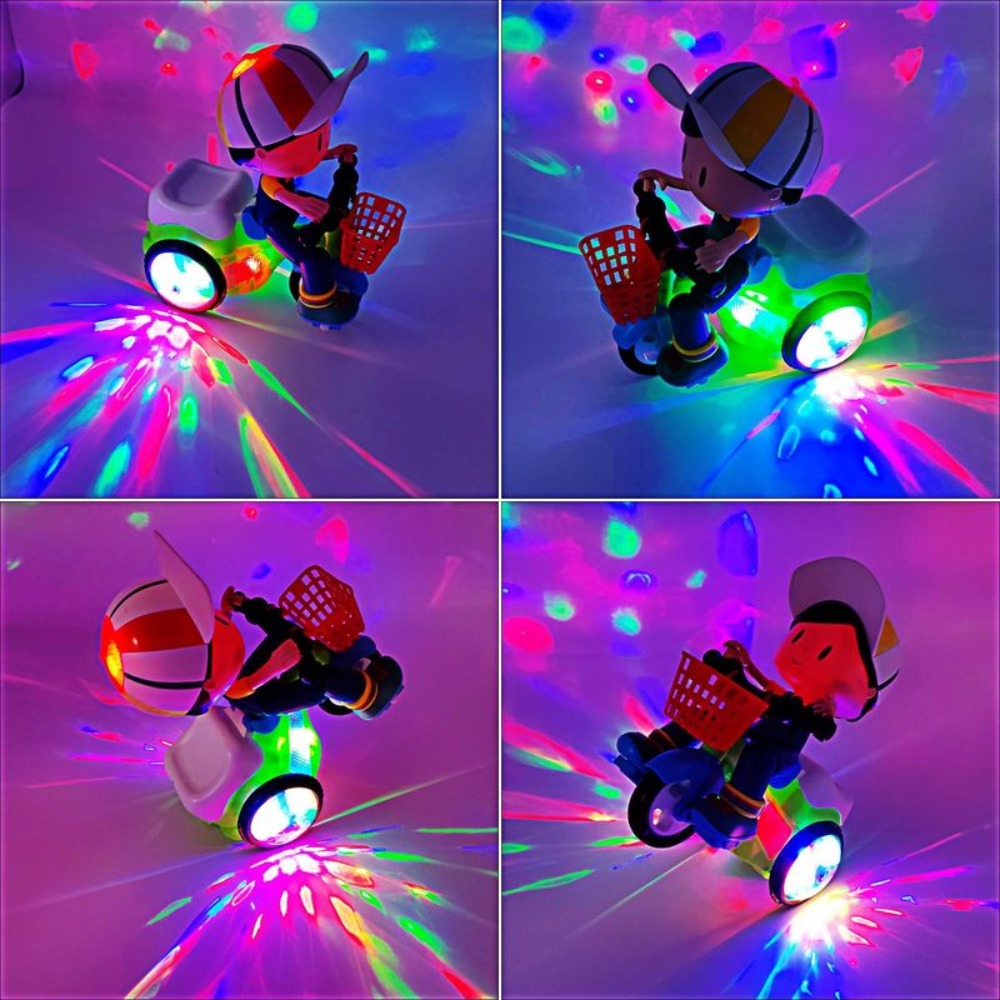 Kids Electric Tricycle Toy Motorcycle with 360° Rotation and Luminous Lights