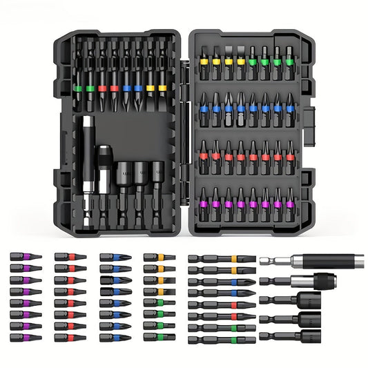 Impact Screwdriver Bit Set, 45-Piece Torx, Phillips, Flat & Square Bits with Storage Box