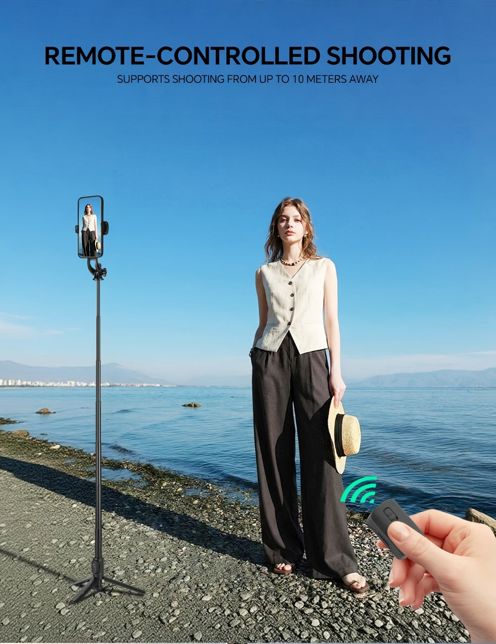40 Inch Bluetooth Selfie Stick Tripod with Wireless Remote & 360° Rotation – 2-in-1 Extendable Phone Stand Compatible with iPhone 16 15 14 13 12 11 Android Smartphones for Vlog Travel Photography