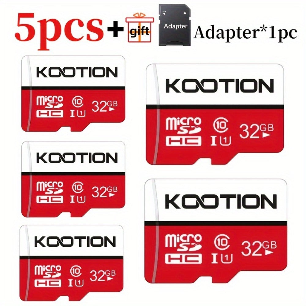 A1 C10 U1 Micro SD Card 5 Pack TF Memory Card 90MB/s High Speed 128MB to 128GB SDXC for Security Camera Drone Dash Cam Smartphone Tablet PC – Red & White Available