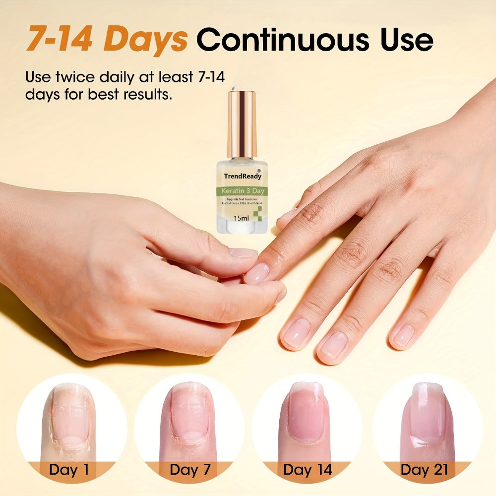 Nail Strengthener 2 Pack Clear Waterproof Alcohol-Free | Brittle Nail Hardener Treatment Glossy Base Coat & Top Coat for Weak Thin Peeling Nails | Color Enhancement for Fingernails Toenails Women