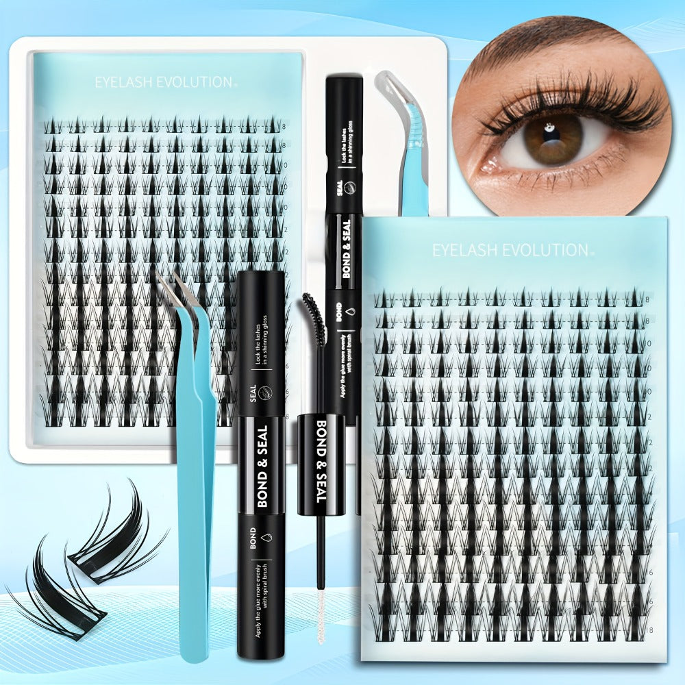 Anime Spike Lash Clusters Kit 8mm-18mm C Curl Individual Spiky Lash Extensions with Adhesive Glue – Manga Fairy Wet-Look DIY Volume Lashes for Cosplay, Editorial & Bold Eye Looks
