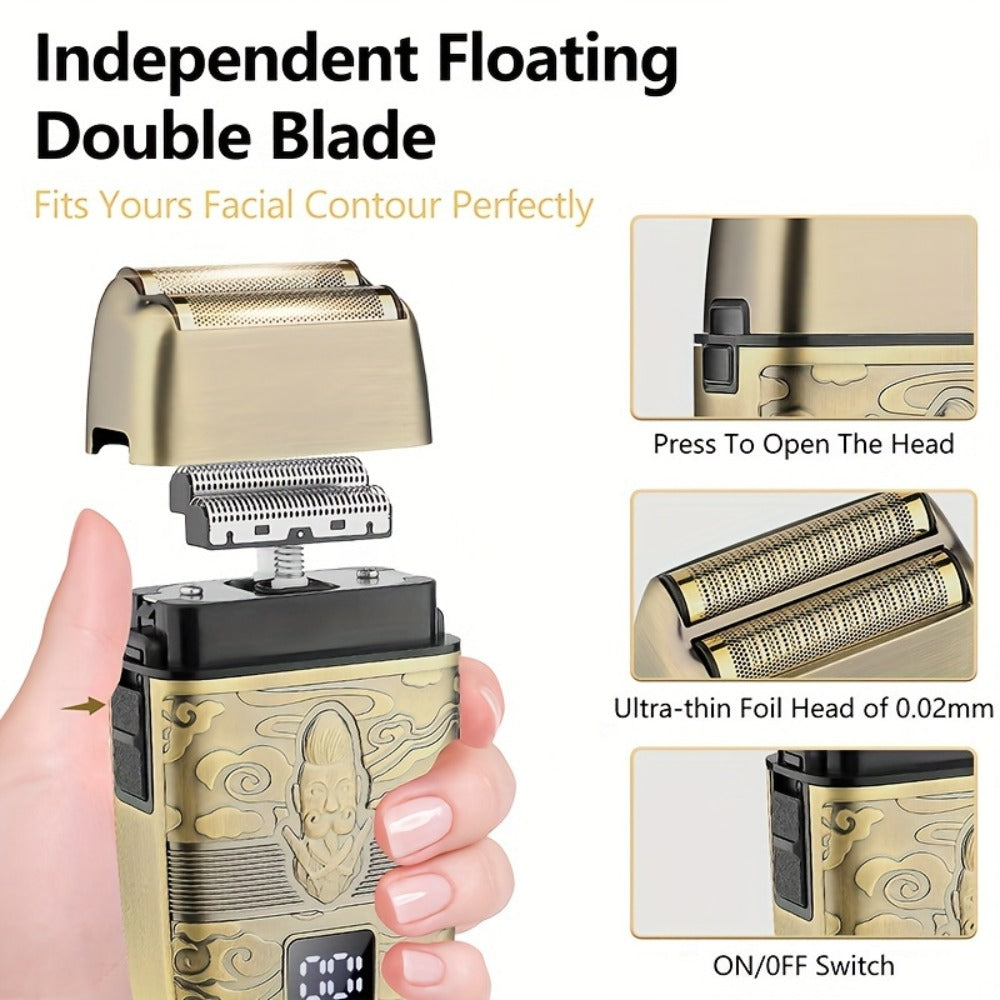 Professional Hair Clippers Trimmer Set for Men - T-Blade Trimmer Nose Hair Trimmer Electric Razor LCD Display USB Rechargeable Zinc Alloy Ergonomic Grooming Kit Bronze