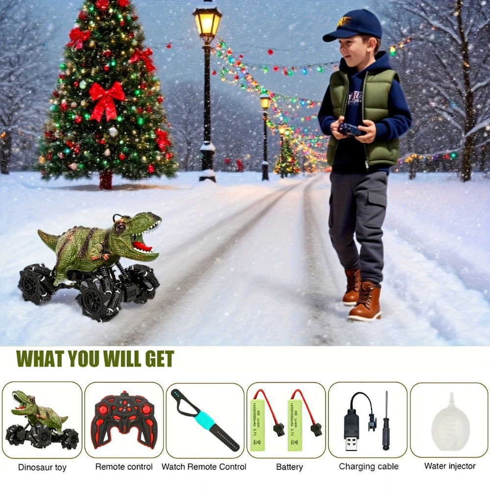 Dinosaur RC Monster Truck with Side Drift, Lights and Sound