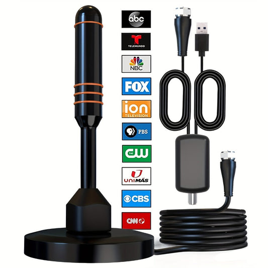 Portable TV Antenna 8K 4K Amplified with Signal Booster & Built-In Filter – 1080P HD, Indoor Outdoor, Free Local Channels, Works with All TVs, No Monthly Fee, RV Travel Home
