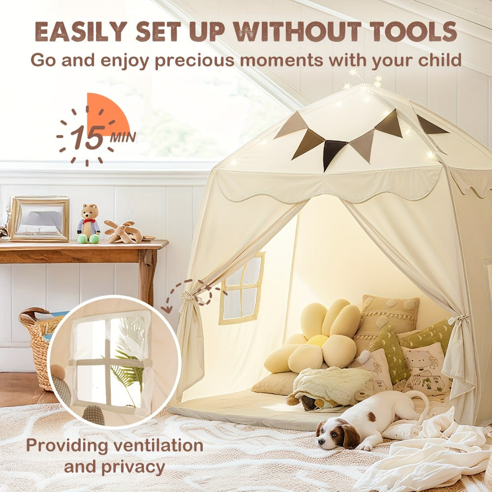 Kids Play Tent with Foldable Design in Beige, Pink, Green, Brown or Cream