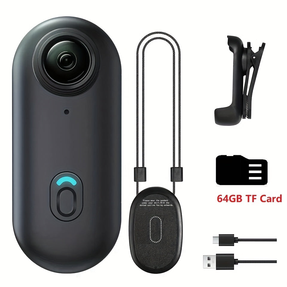 Thumb Action Camera 4K 1080P Mini Sports Camera, Auto Exposure, 800mAh Rechargeable Battery, TF Card Compatible, Compact Wearable Cam for Cycling Hiking Vlogging Outdoor Sports