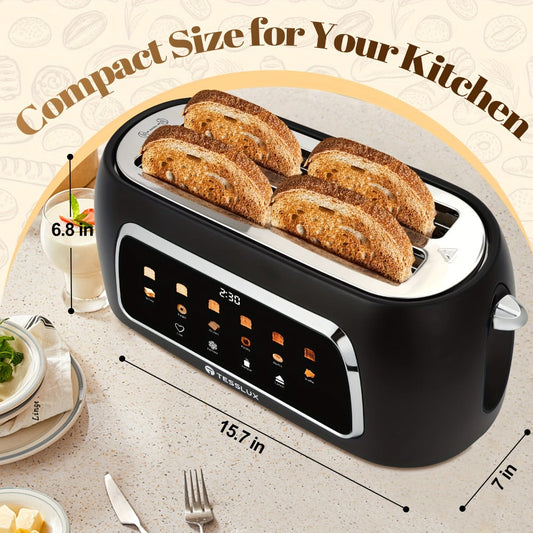 4-Slice Touchscreen Toaster with 1.5-Inch Wide Long Slots and 6 Browning Levels