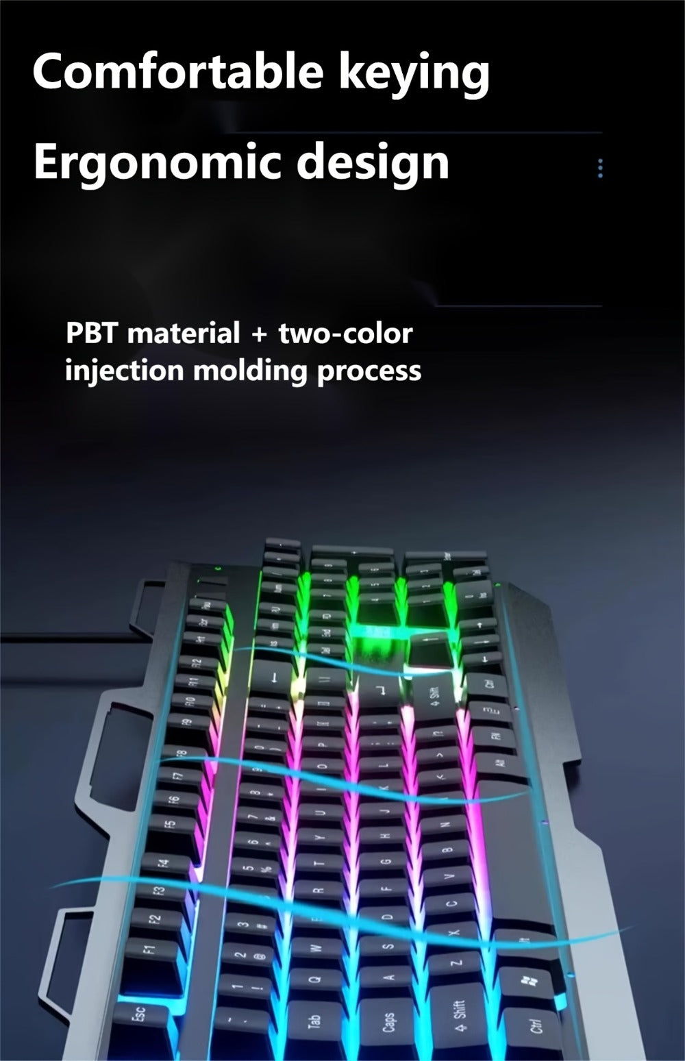 RGB Gaming Keyboard and Mouse Combo Wired USB – Backlit Ergonomic Keyboard & Mouse Set for PC Desktop Laptop Windows, Plug and Play, Universal Compatibility for Gaming & Office