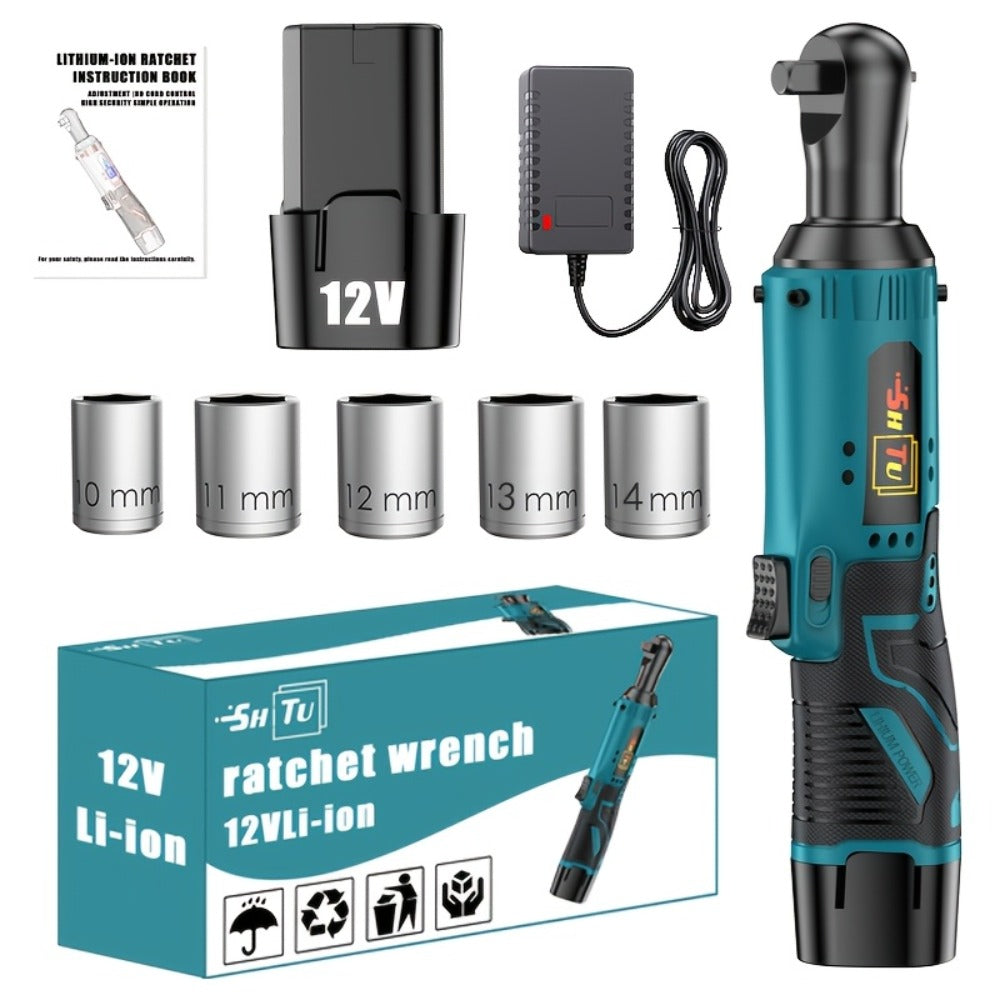 12V Brushless Electric Ratchet Wrench Set with Battery & Quick Charger – Wireless Car Repair Tool Kit for Home & Auto, Holiday Gift for Men