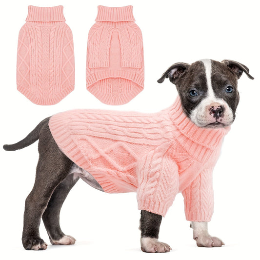 Dog Sweater, Soft Knit Turtleneck Pullover with Long Sleeves, XS–XL