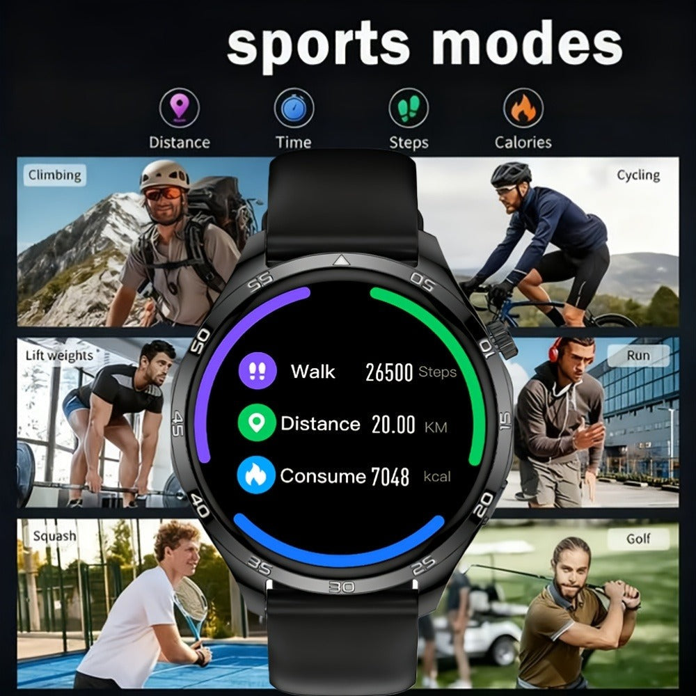 Unisex Smart Watch with Wireless Calling & Remote Camera Control, Fitness Tracker Multiple Sports Modes, Heart Rate Sleep Step Counter, USB Charging Silicone Strap, Compatible with iPhone & Android – Gift Smart Watch for Men Women