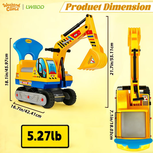 Ride-On Excavator Toy for Kids – Sit-In Digger with Manual Digging Arm for Sandbox Play