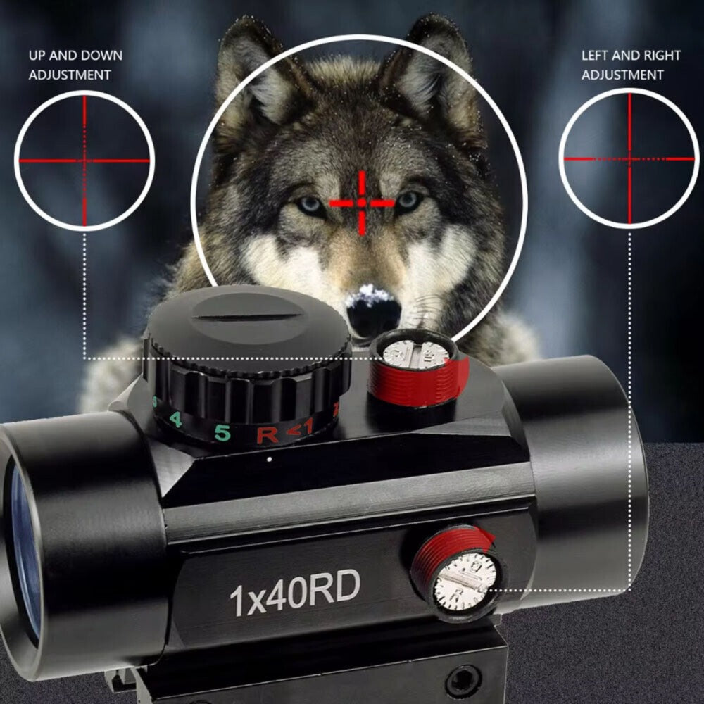 Red Green Dot Sight Scope 1x40 with Picatinny Rail Mount | 2 Reticle Types, Adjustable Brightness for Rifles, Shotguns, Airsoft & Tactical Shooting