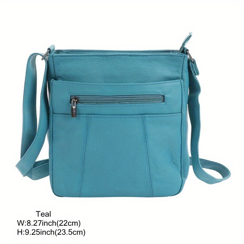 Genuine Leather Messenger Bag for Men Women Anti-Theft Zipper Multi-Pocket Shoulder Crossbody Bag Laptop Organizer Spacious Handbag Purse for Work School Travel Daily Commute 8 Colors