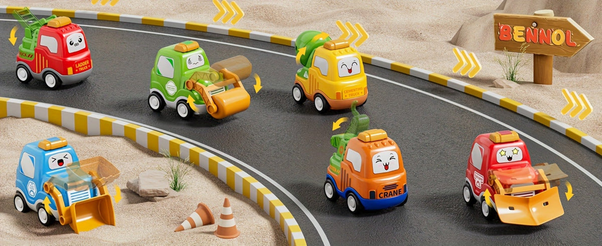 Car Carrier Truck Toy with 6 Cars, 16.9" Transport Construction Truck with Lights & Sounds