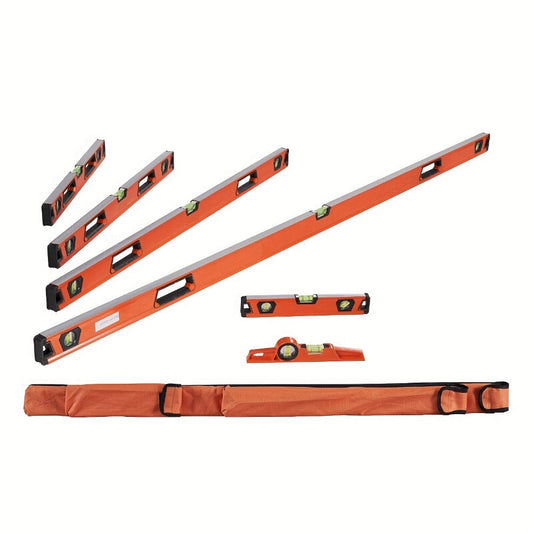 Spirit Level Set, 6-Piece Aluminum Kit with Magnetic 10-Inch Level & Storage Bag