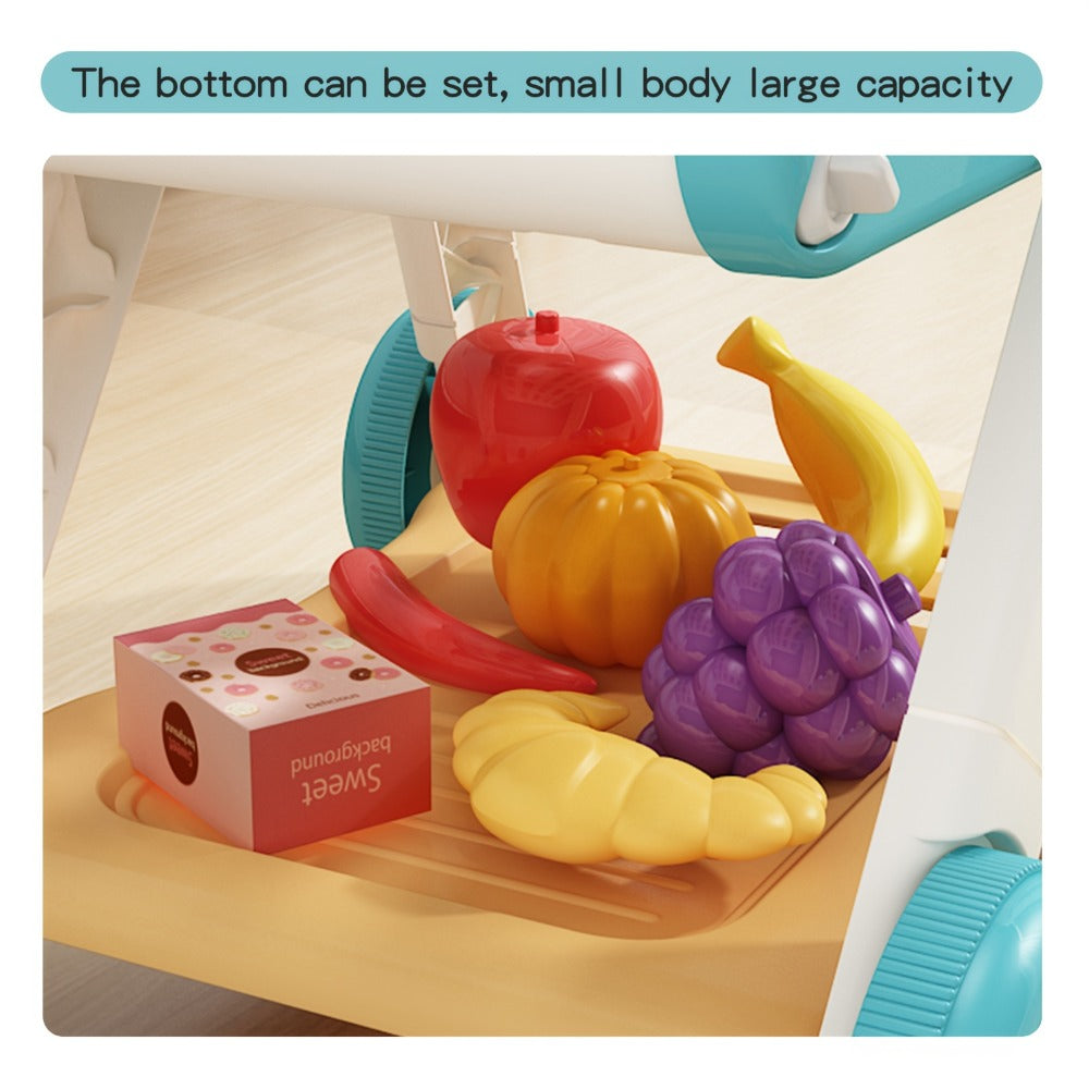 Pretend Play Shopping Cart Set with Toy Food for Grocery Store Role Play