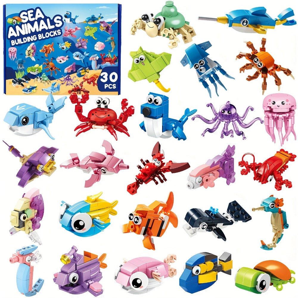 30-Pack Ocean Mini Building Block Sets for Party Favors