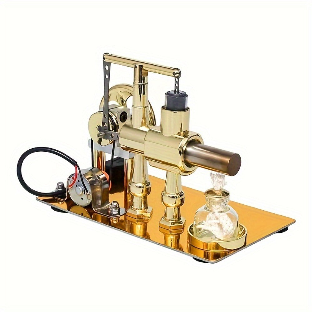 Stirling Engine Generator Kit — Single Cylinder Stainless Steel Pneumatic Model, Educational Physics Science Experiment for Adults Teens Hobbyists STEM Enthusiasts, Birthday Christmas Graduation Gift