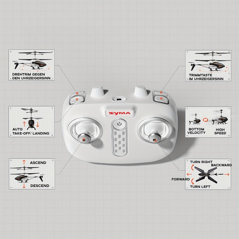 SYMA Q20 RC Helicopter for Kids, 3.5 Channel Altitude Hold with One-Key Takeoff, Black