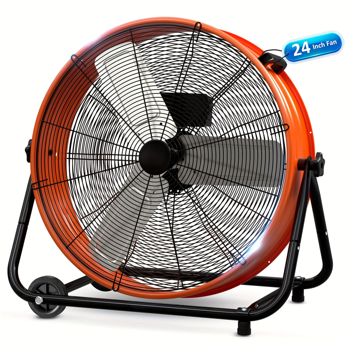 Industrial Drum Fan 24 & 30 Inch | High Velocity Floor Fan 9460-14000 CFM, 3-Speed Air Circulator with 180° Tilt for Warehouse, Garage, Workshop, Job Site & Large Space Cooling – Multiple Colors