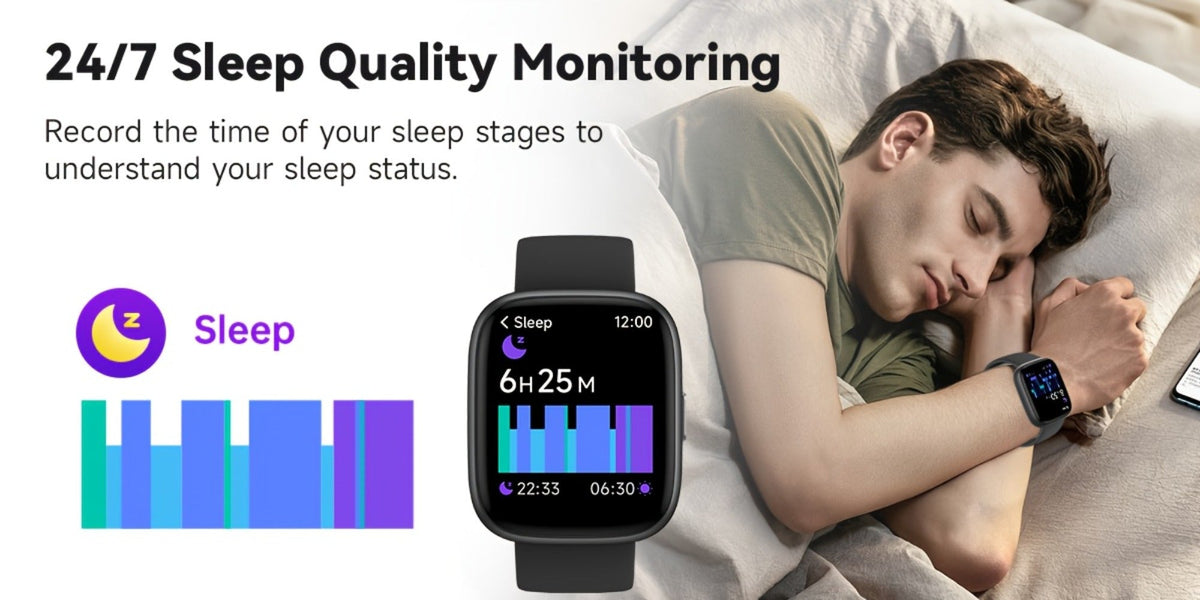 Alexa Built-in Waterproof Smartwatch 1.83" HD – Wireless Calling, 100+ Sport Modes, Heart Rate SpO2 Sleep Tracker, Optional Woven Strap – Unisex Black Green Purple Pink Gold White iPhone & Android