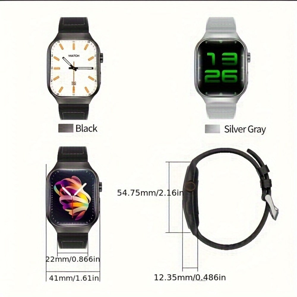 Smartwatch with Mini Games & Voice Assistant, 2.01" Curved Full Touch Screen, HD Wireless Calling, 100+ Sport Modes, Heart Rate SpO2 Sleep Tracker, Magnetic Charging, Deployable Buckle – Men & Women