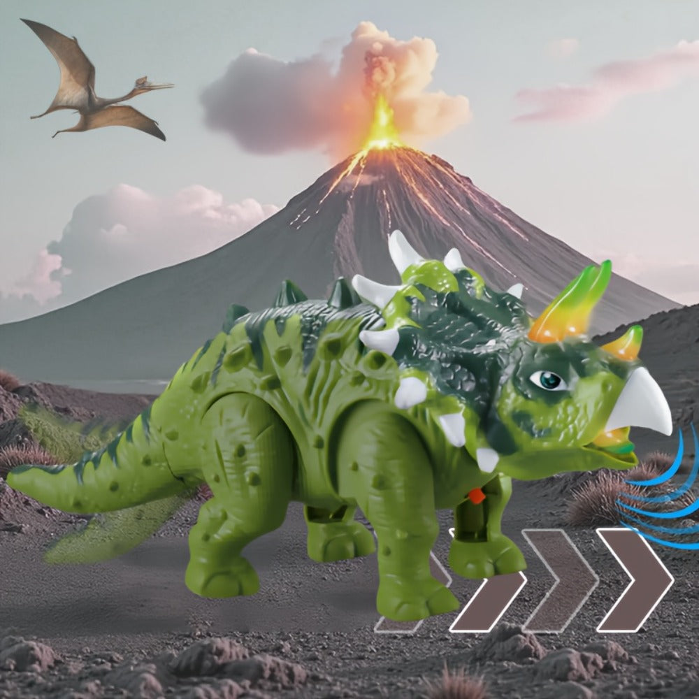 Walking Triceratops Dinosaur Toy with Lights and Roaring Sounds