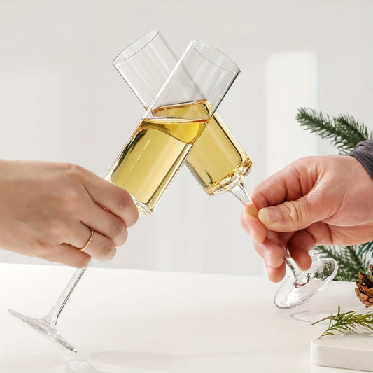 Champagne Flutes Set of 6, 6.5 oz Clear Glass with Stems, Dishwasher Safe