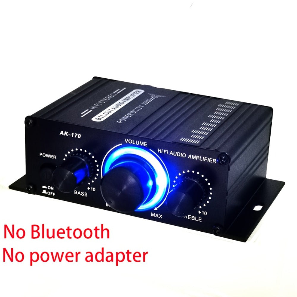 AK170 2-Channel Stereo Power Amplifier for Home Theater, Computer & Car Audio, HiFi Sound Amplifier with RCA Input, Compact Mini Amp for Passive Speakers, No Power Adapter Included