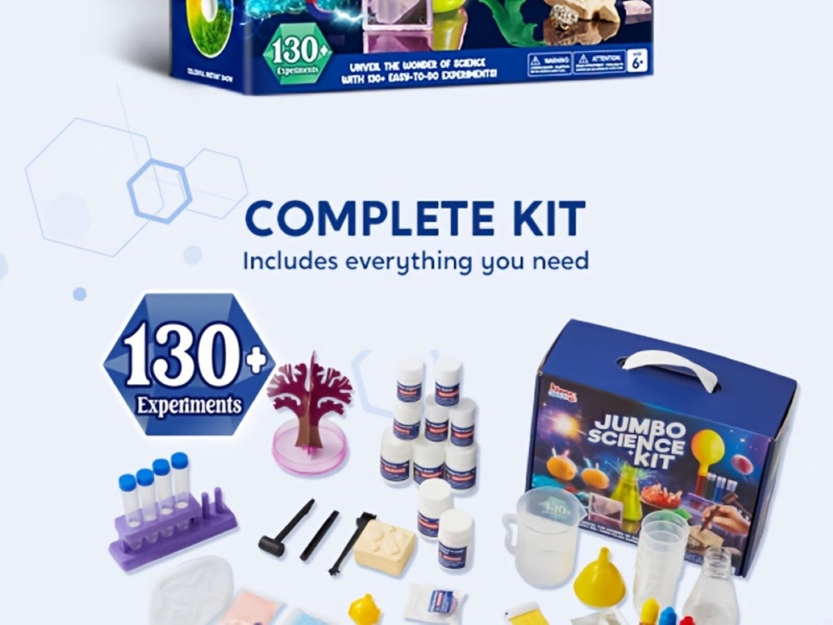 Jumbo Science Kit for Kids 130+ Experiments – STEM Chemistry Set with Crystal Growing Glowing Bulb Fossil Dig Soap Making, Hands-On Science Experiment Gift for Boys Girls Ages 6-12 Birthday Christmas