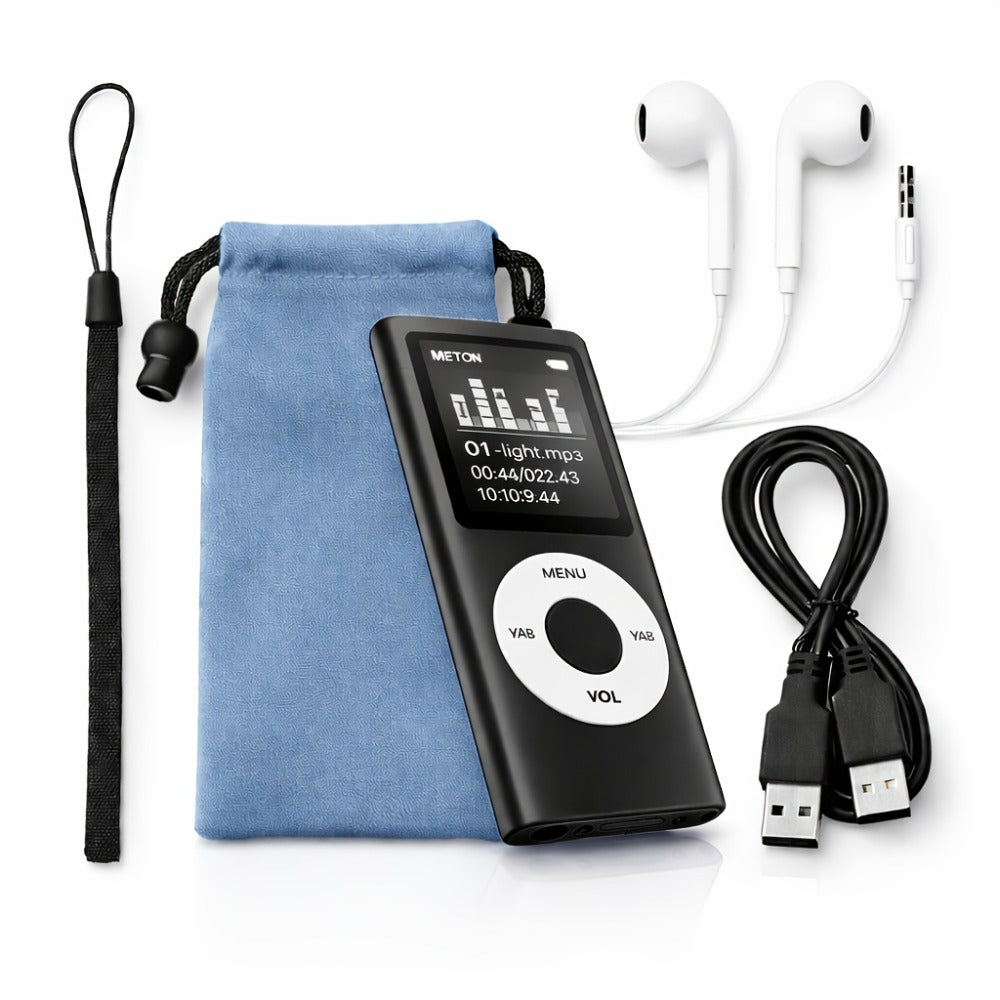 Portable MP3 Music Player with 1.8" LCD Display, Compact Digital Audio Player with FM Radio, Voice Recorder, Expandable Storage, Earphones Included, for Kids Adults Travel Gym Outdoor